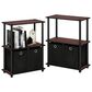 HOMLUX 3-Tier Multi-Purpose Bookcase with Two Bins in Dark Cherry and Black (Set of 2), , large