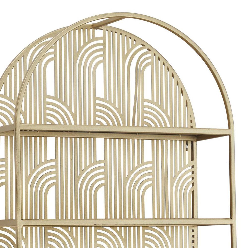 Maple and Jade 3-Level Oval Room Wall Shelf with Arch Pattern in Gold, , large
