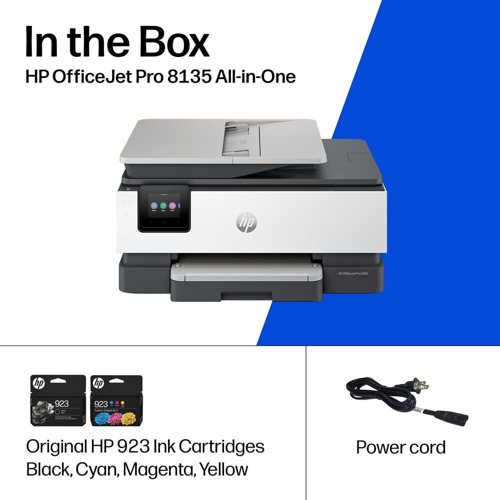 HP OfficeJet Pro 8135 All-in-One Printer in White and Charcoal, , large