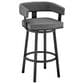 Armen Living Lorin 26" Swivel Counter Stool with Gray Cushion in Matte Black, , large