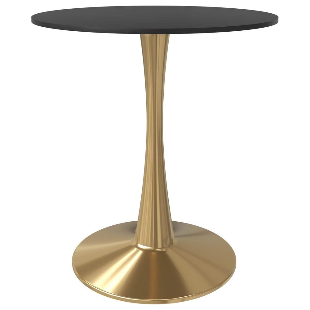 Leisuremod Bristol 27&quot; Round Dining Table with MDF Top in Gold and Black - Table Only, , large
