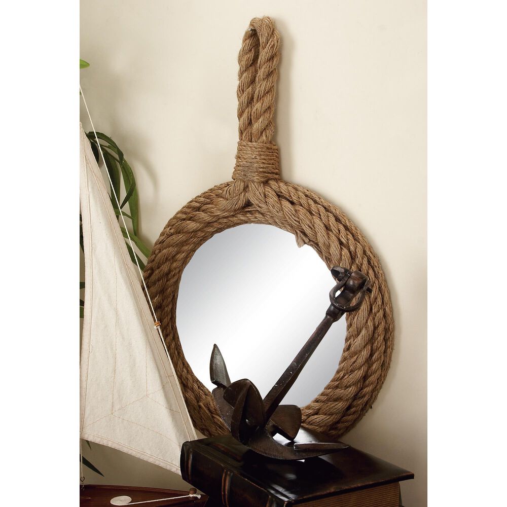 Maple and Jade Rope Wall Mirror in Light Brown &#40;Set of 3&#41;, , large