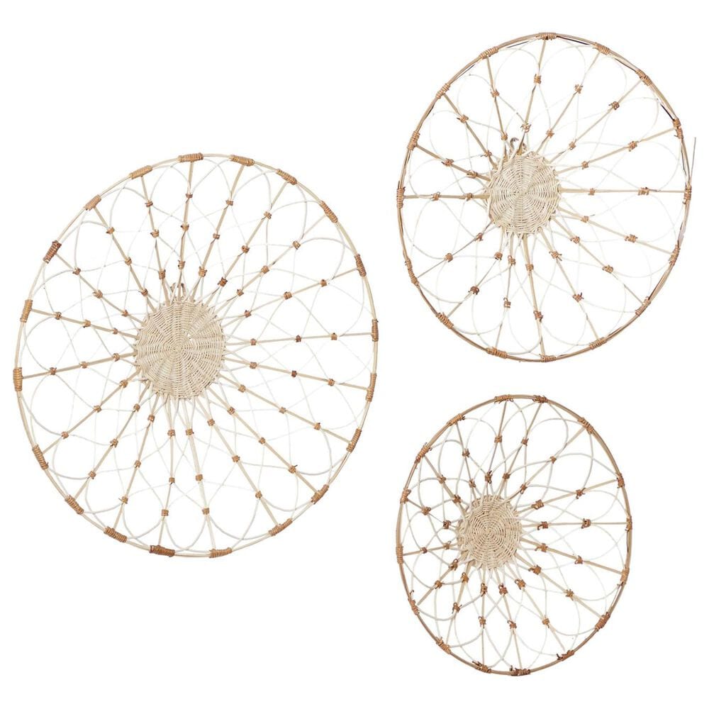 Maple and Jade 20", 24", 28" Plant Plate Basket Home Wall Decor in Brown (Set of 3), , large