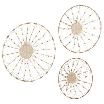 Maple and Jade 20", 24", 28" Plant Plate Basket Home Wall Decor in Brown (Set of 3), , large