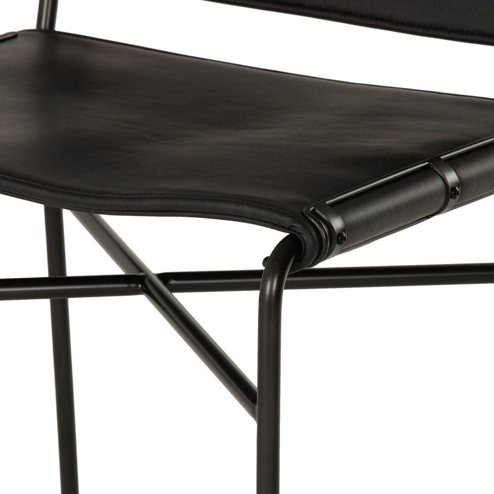 Four Hands Wharton Metal and Faux Leather Counter Stool in Distressed Black, , large