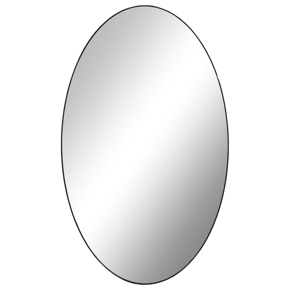 Maple and Jade 40&quot; x 24&quot; Oval Wall Mirror with Thin Minimalistic Frame in Black, , large