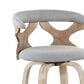 LumiSource Gardenia Swivel Fixed-Height Bar Stool with Cream Faux Leather Upholstery in Chrome and Walnut (Set of 2), , large