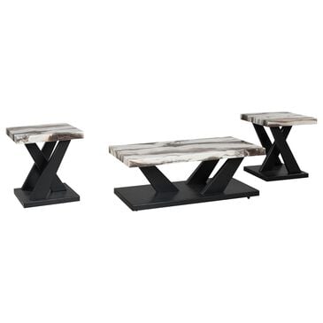 Ashley Cendill 3-Piece Occasional Table Set in Dark Brown, White and Black, , large