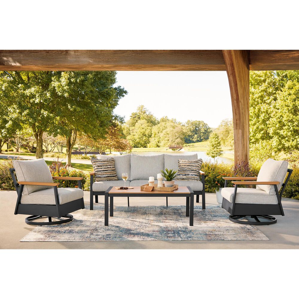 Ashley Carmel Highlands 4-Piece Patio Conversation Set in Beige, , large