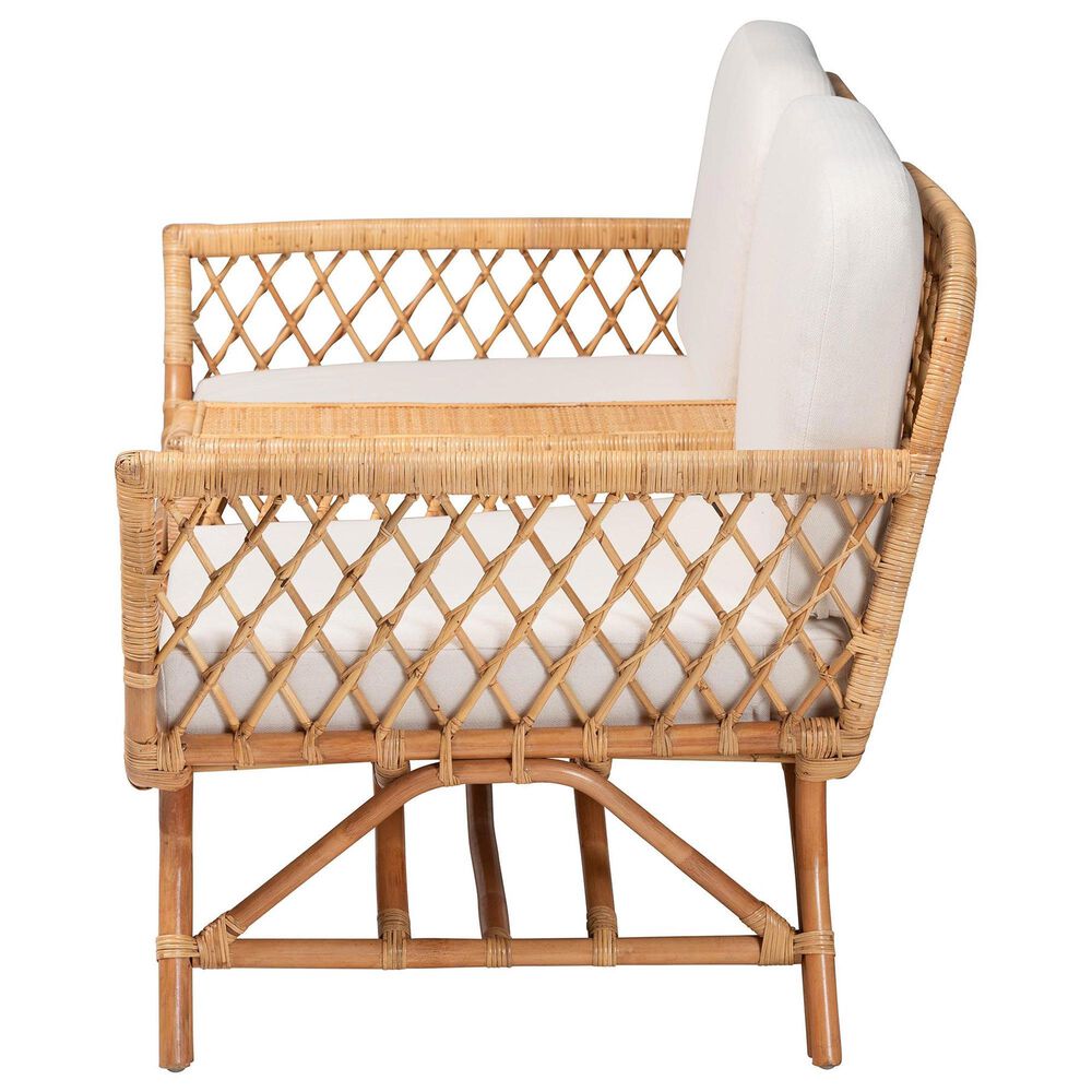 Baxton Studio Pakis Stationary Tete-a-Tete Sofa with Light Honey Rattan in Neutral, , large
