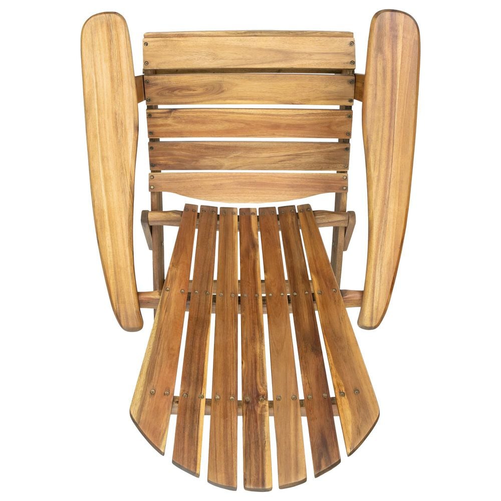 Hearth and Haven Outdoor Folding Adirondack Chair with Slatted Back and Wide Armrests in Teak, , large