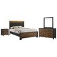 Crown Mark Nemy 4 Piece King LED Panel Bedroom Set in Brown, , large