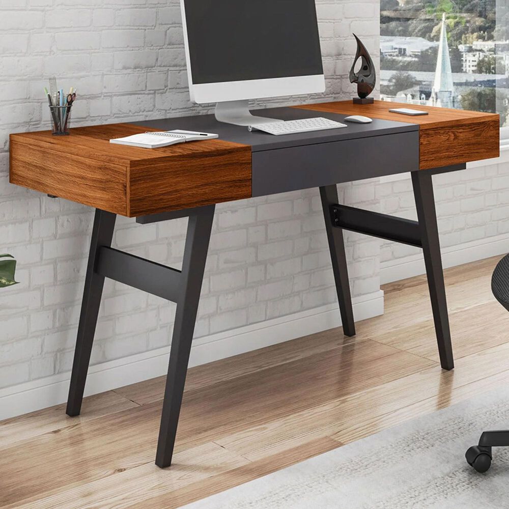 Rta Products Llc Expandable Writing Desk in Antique Mahogany and Grey, , large