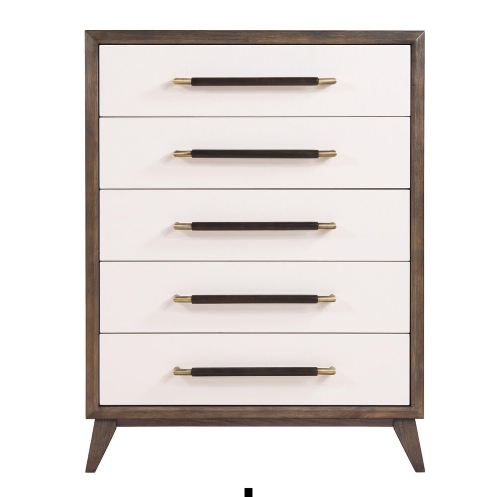 Austin Group Furniture, Llc Sophia 5-Drawer Chest in Walnut Brown and White, , large