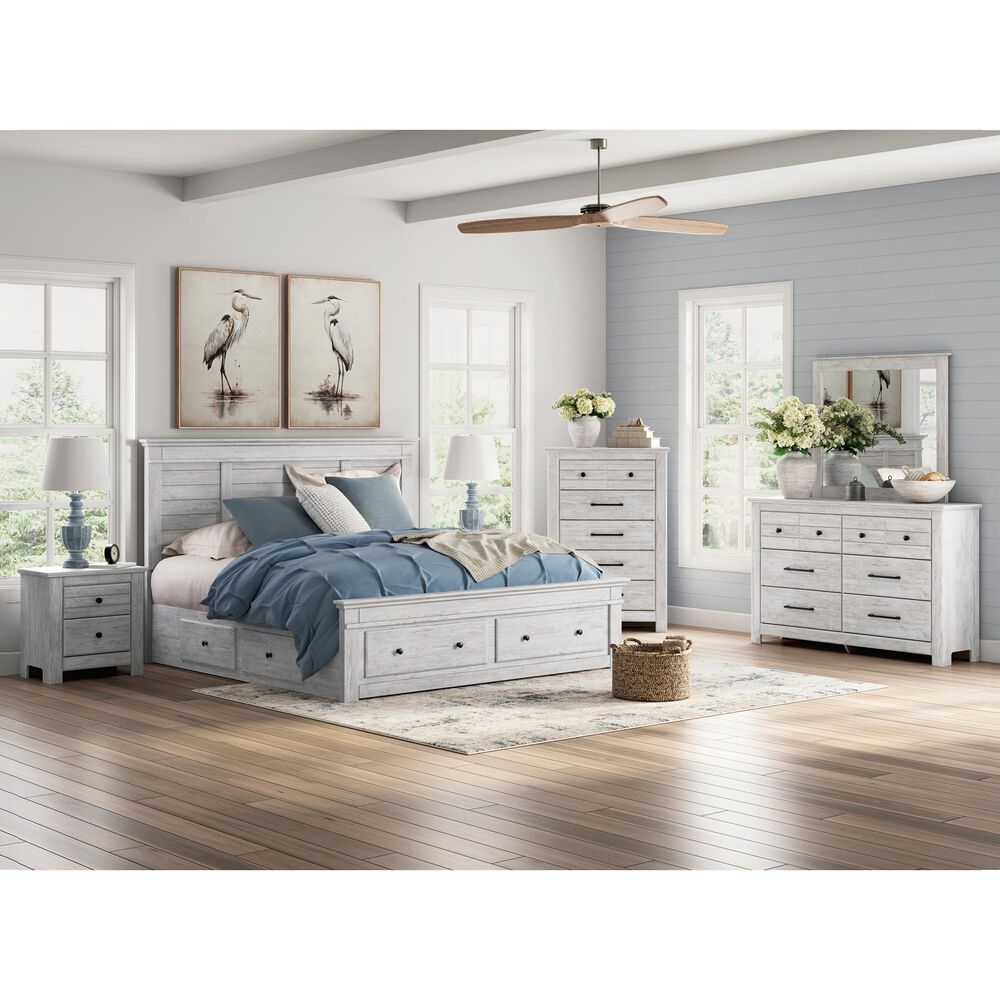 Ashley Makidern 2 Piece King Storage Bedroom Set with Six Drawers in Whitewash, , large