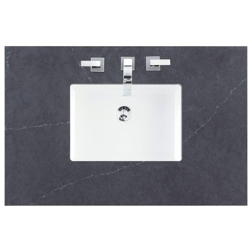 James Martin Hudson 36" Single Bathroom Vanity in Honey Oak with 3 cm Charcoal Soapstone Silestone Top and Rectangular Sink, , large