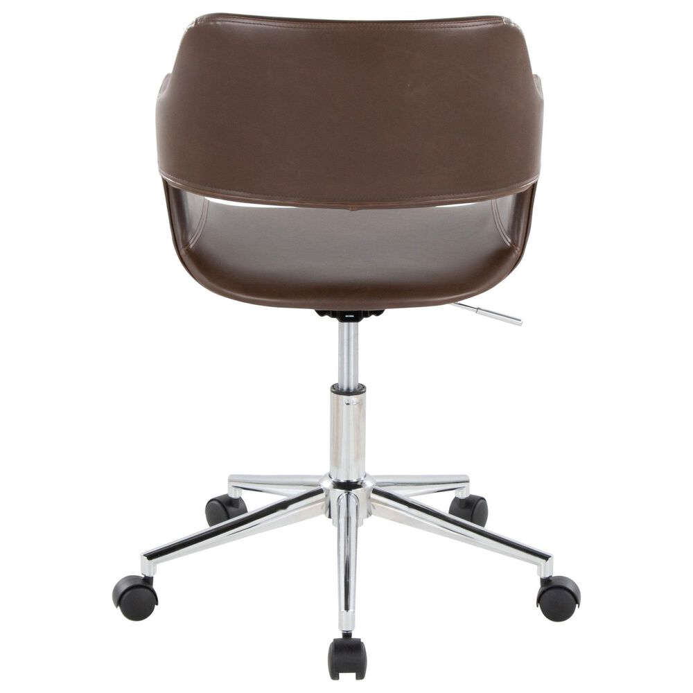 LumiSource Margarite Swivel Task Chair with Espresso Faux Leather Cushion in Chrome, , large