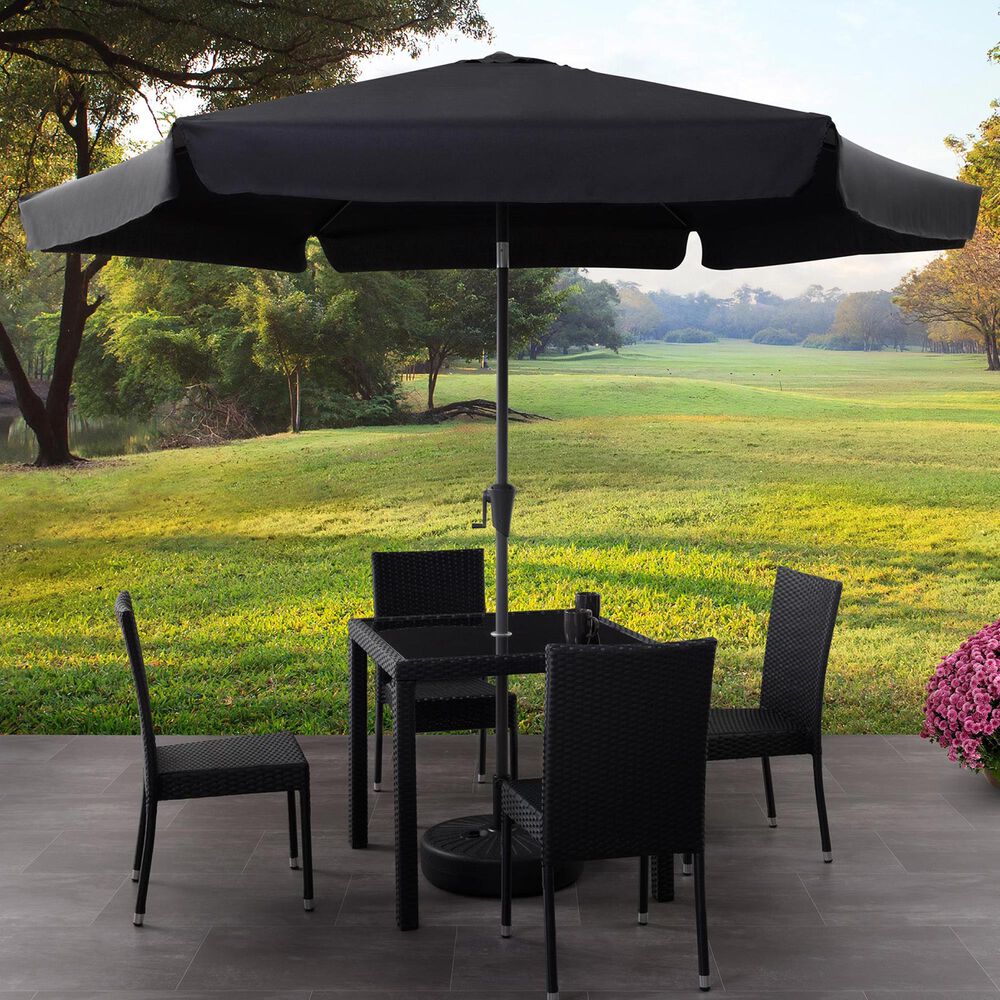 CorLiving 10' Round Tilting Patio Umbrella in Black, , large