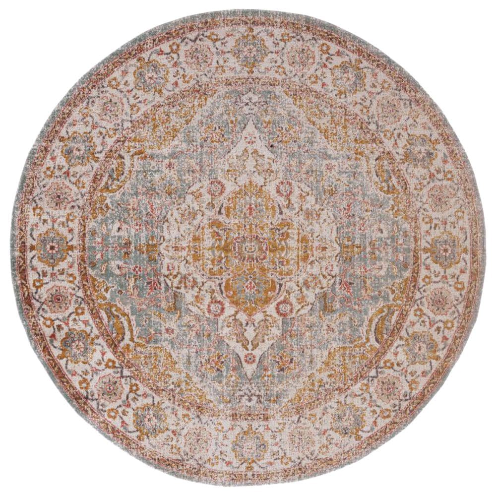 Amer Rugs Eternal 6"7" Round Sea Mist and Ivory Area Rug, , large