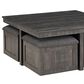 HOMLUX 5-Piece 38" Coffee Table Set with 4 Nested Storage Stools in Gray Oak, , large