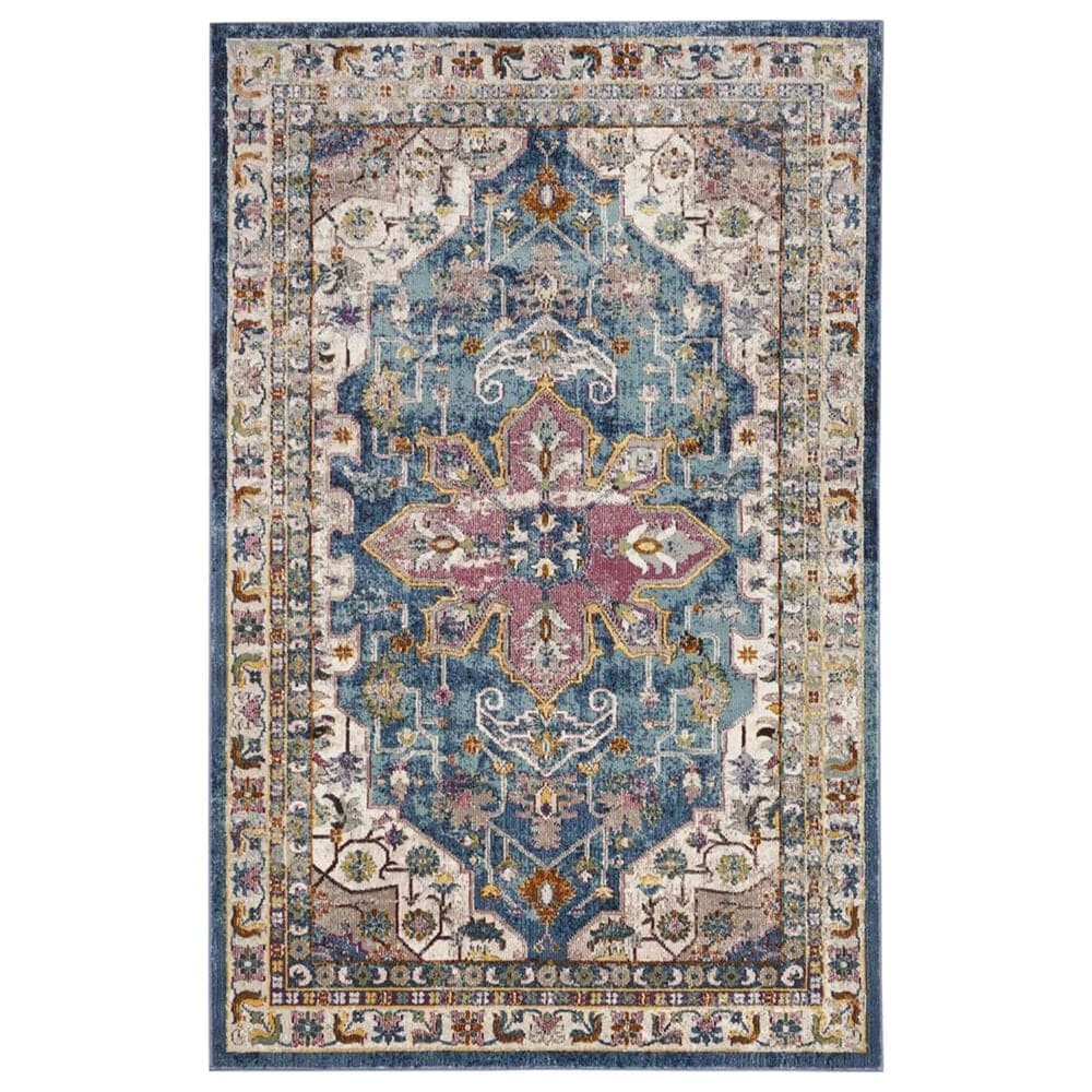 Safavieh Aria ARA160B 4" x 6" Blue and Creme Area Rug, , large