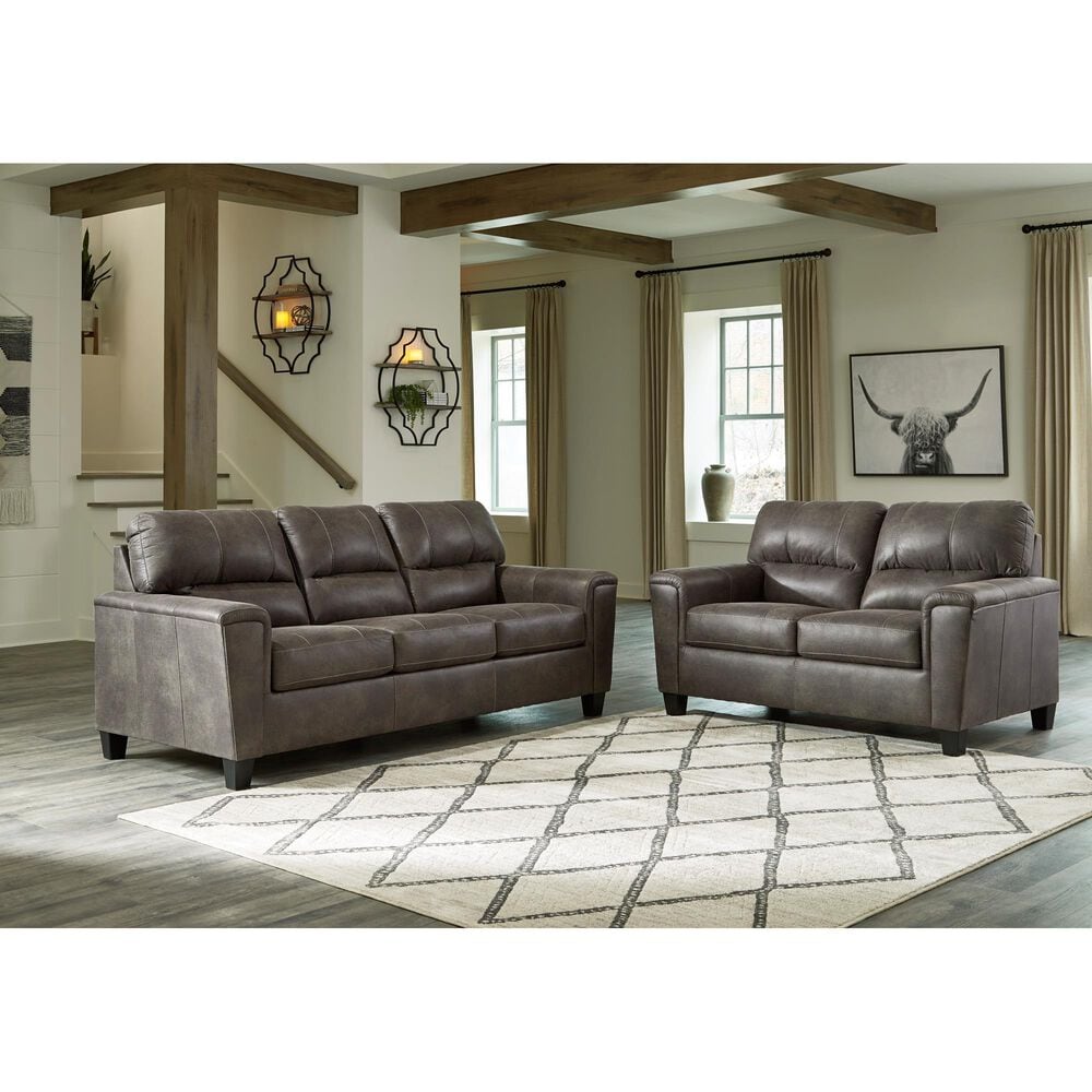 Ashley Navi Stationary Loveseat in Smoke, , large