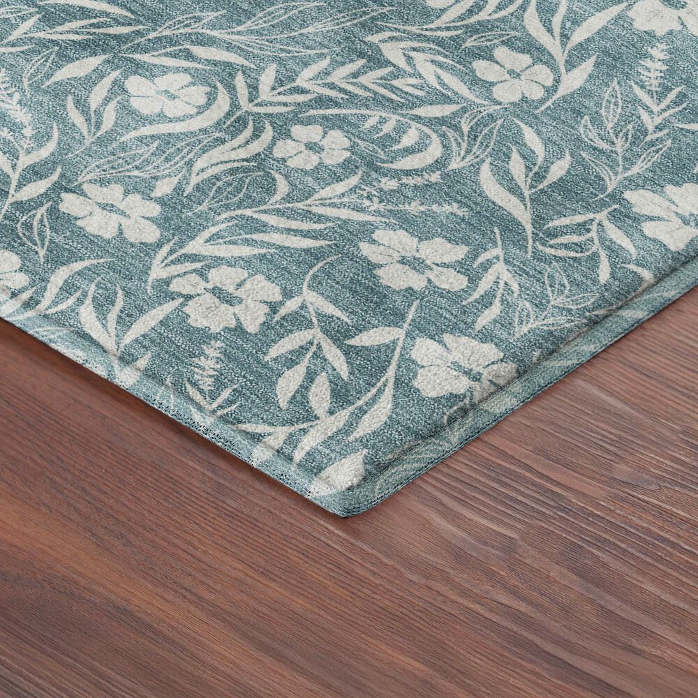 Dalyn Rug Company Soft Essentials Floral Teal 2'6" x 3'10" Indoor/Outdoor Area Rug, , large