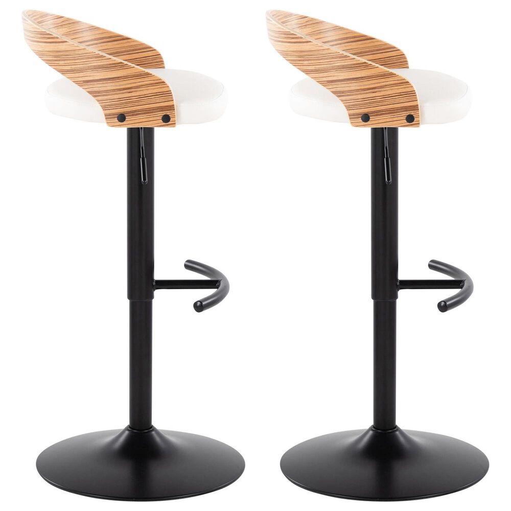 LumiSource Grotto Swivel Barstool with White Faux Leather Upholstery in Black and Zebra (Set of 2), , large