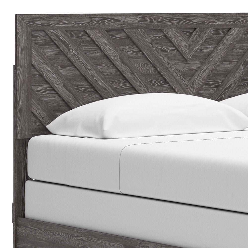 Ashley Sylveri King Chevron Panel Bed in Gray, , large