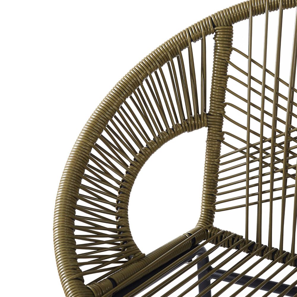 Hearth and Haven Ferrara Outdoor Faux Wicker Barstool in Green (Set of 2), , large