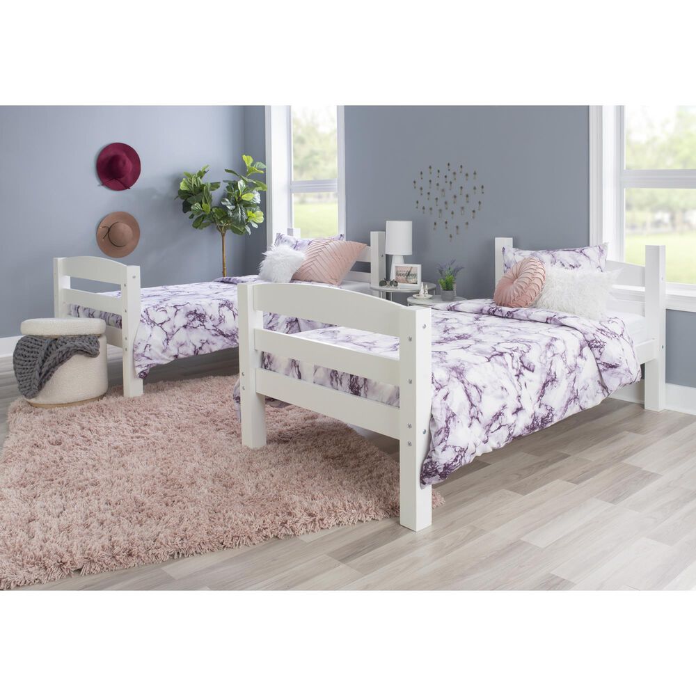 Linon Home Decor Levi Twin Over Twin Bunk Bed in White, , large
