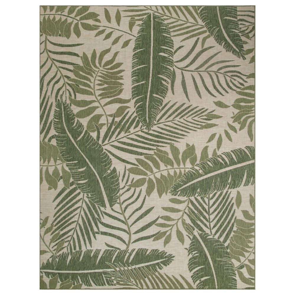 Nourison Garden Oasis GOA02 Ivory and Green 9&#39; x 12&#39; Indoor/Outdoor Area Rug, , large