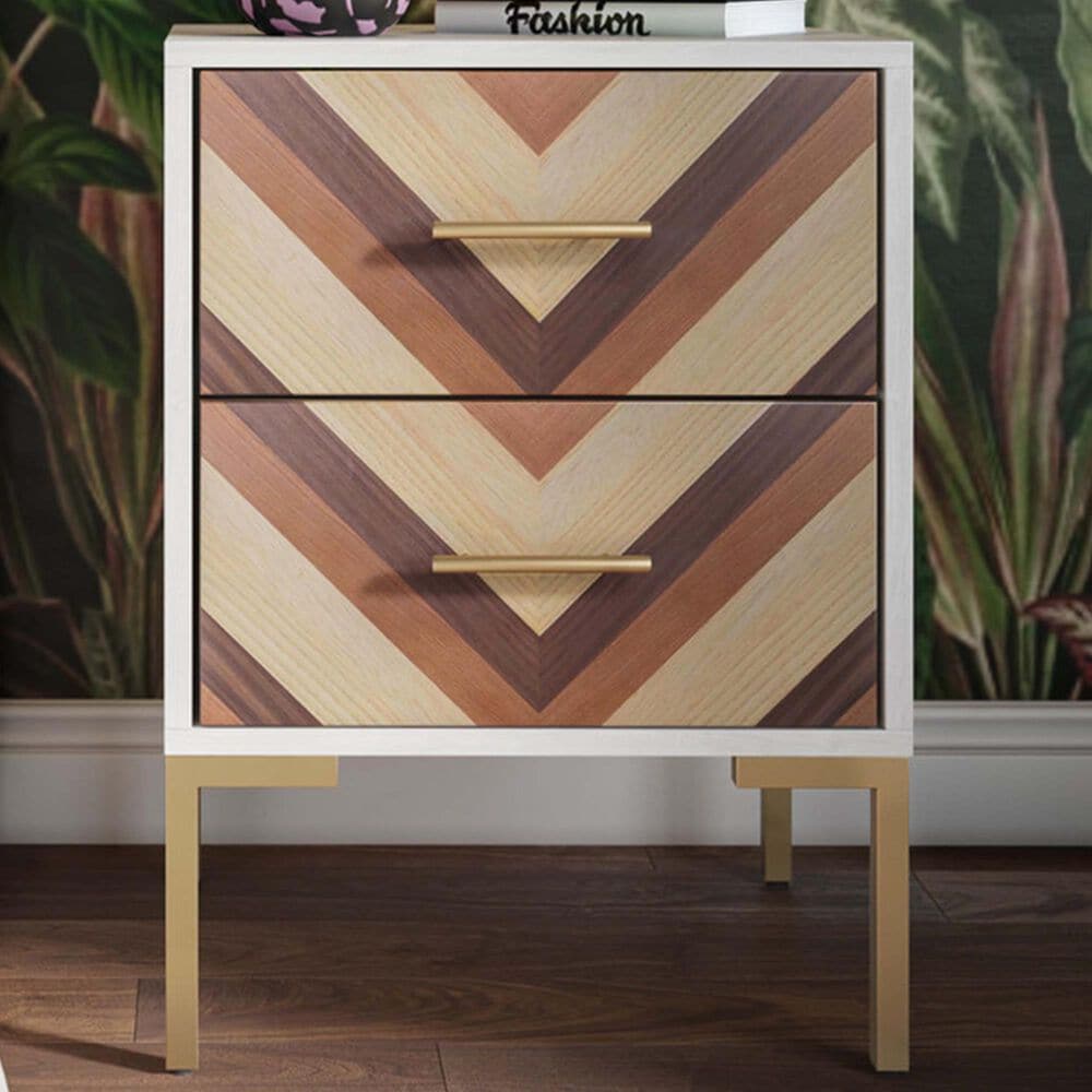 Tov Furniture Quinn Side Table in White and Gold, , large