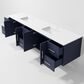 Lexora Home Geneva 84" Double Bathroom Vanity in Navy Blue with 2 cm White Quartz Top and Rectangular Sinks, , large