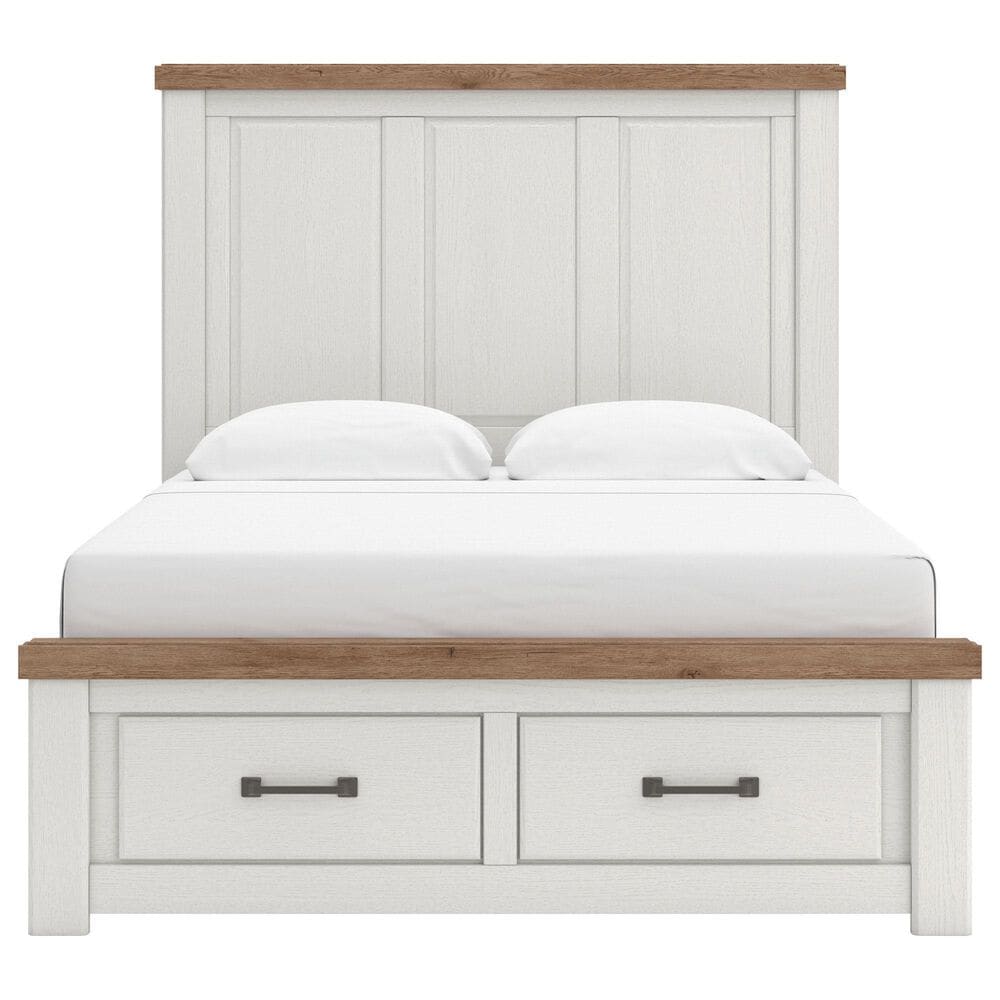Ashley Savonport Queen Storage Panel Bed in White and Brown, , large