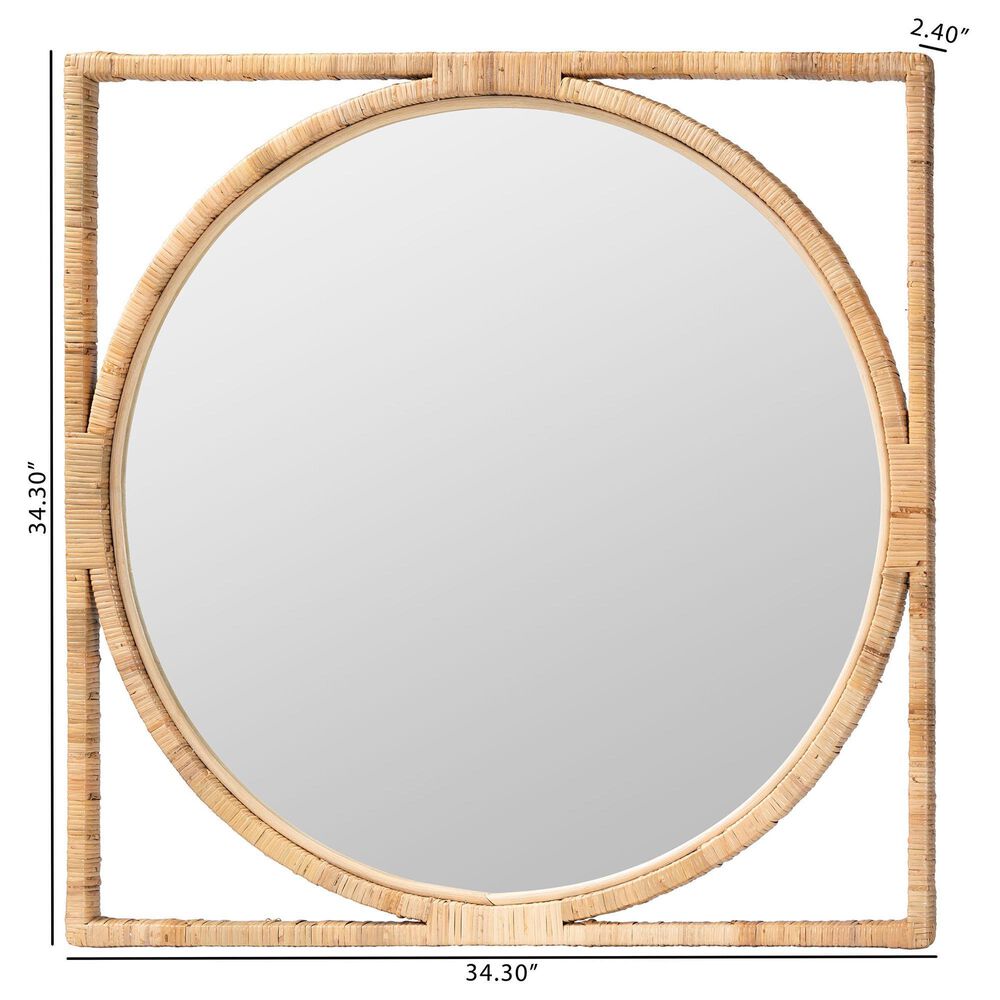 bali &amp; pari Bayan Japandi Rattan Wall Mirror in Natural, , large