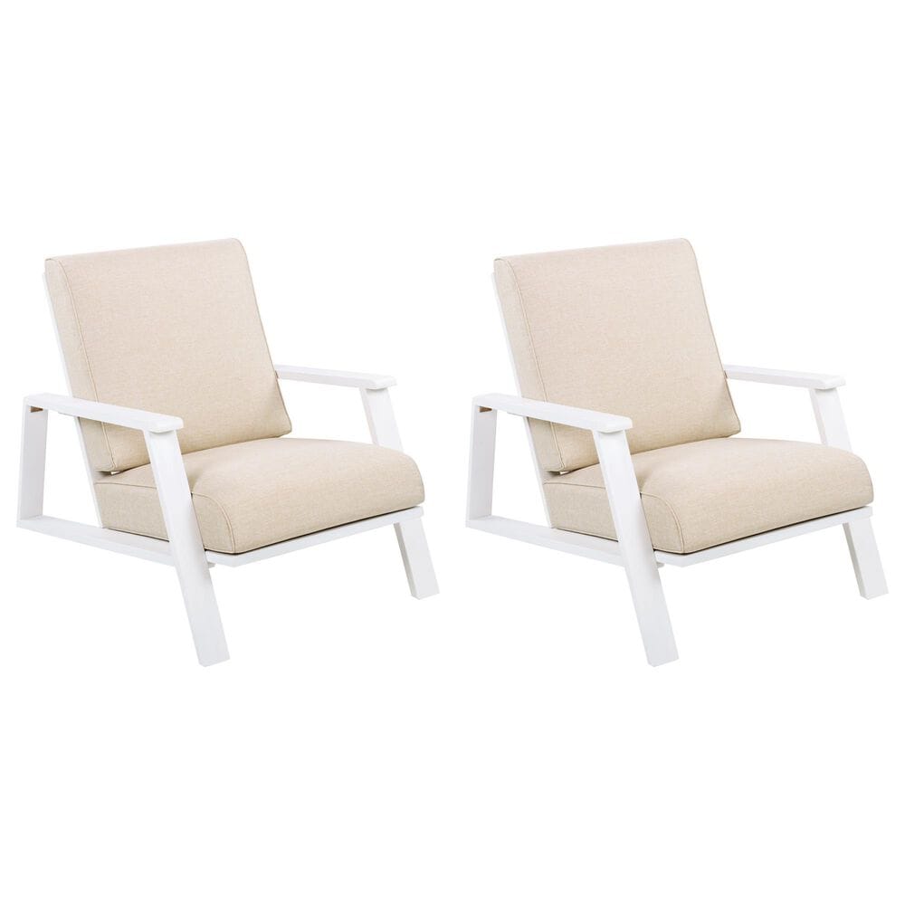 Hearth and Haven Outdoor Lounge Chair with White Frame in Beige (Set of 2), , large