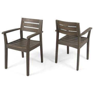 Noble House Stamford Patio Dining Chair in Grey (Set of 2), , large