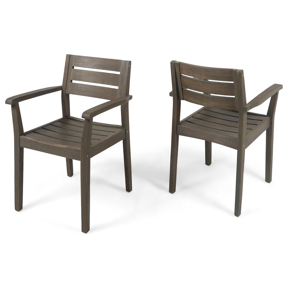 Noble House Stamford Patio Dining Chair in Grey (Set of 2), , large