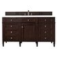 James Martin Vanities Brittany 60" Single Bathroom Vanity in Burnished Mahogany with 3 cm White Zeus Quartz Top and Rectangular Sink, , large