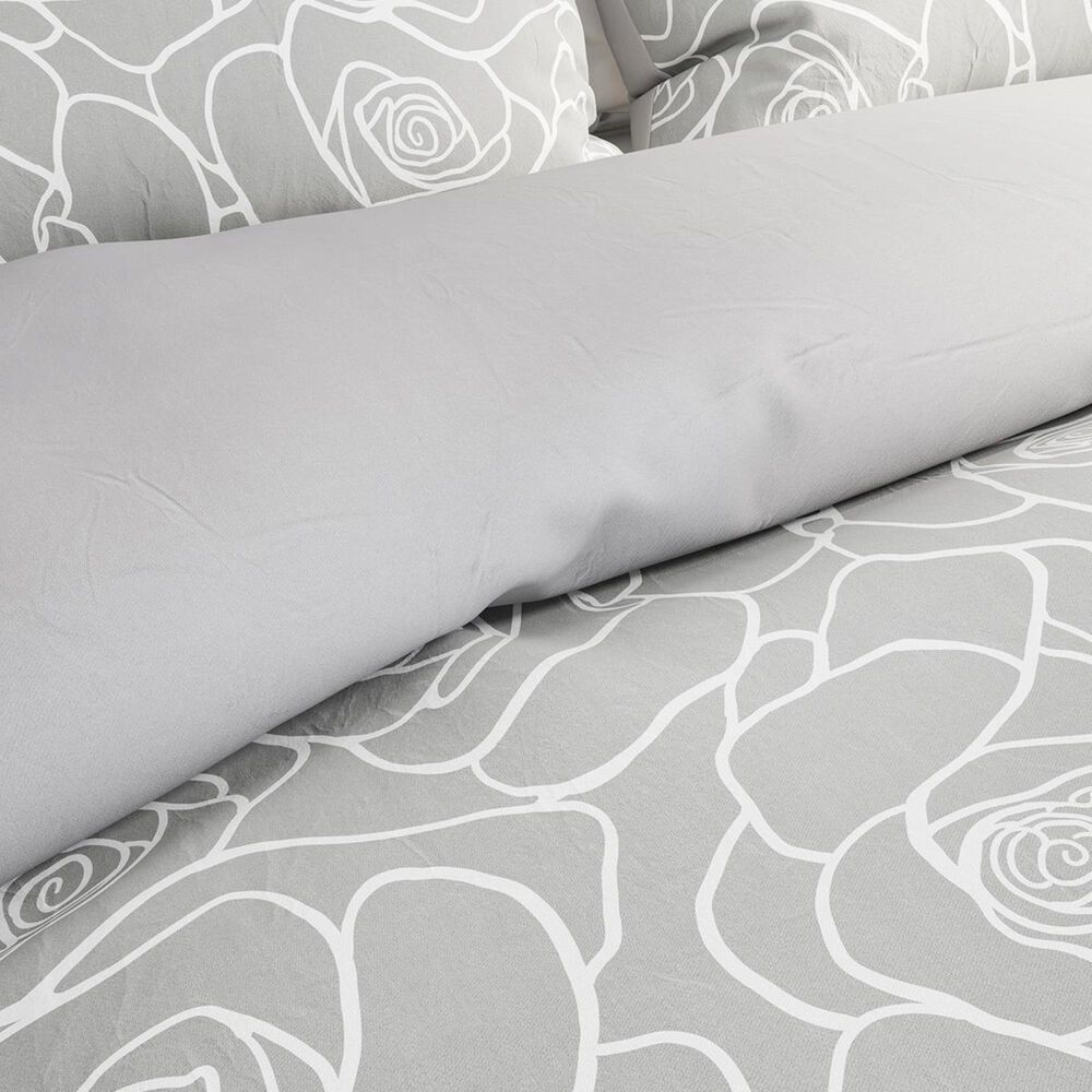Timberlake Lavish Home 3-Piece King Bed of Roses Comforter Set in Rose Print &amp; Soft Gray, , large