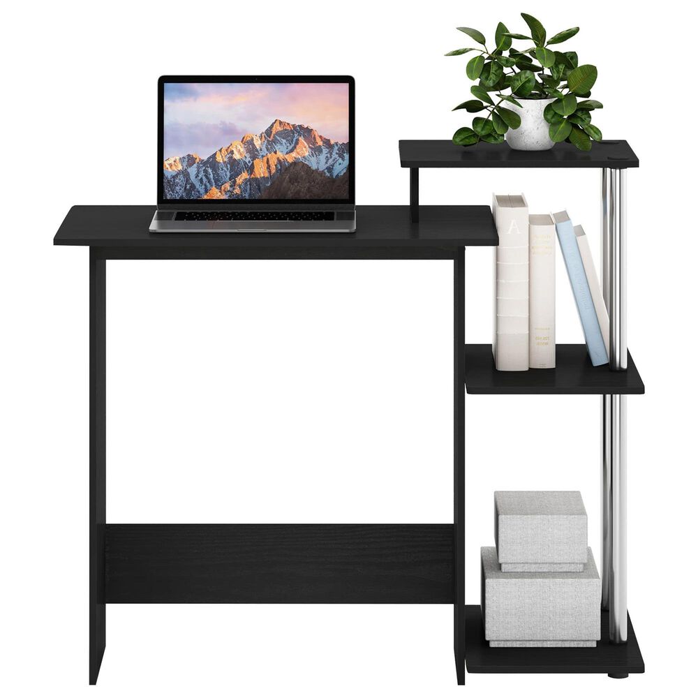 HOMLUX 40" Computer Desk with Open Side Shelves in Americano and Stainless Steel, , large