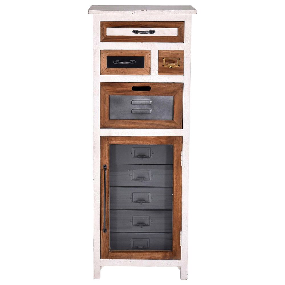 Tiddal Home Layover Chest in White/Natural/Iron, , large
