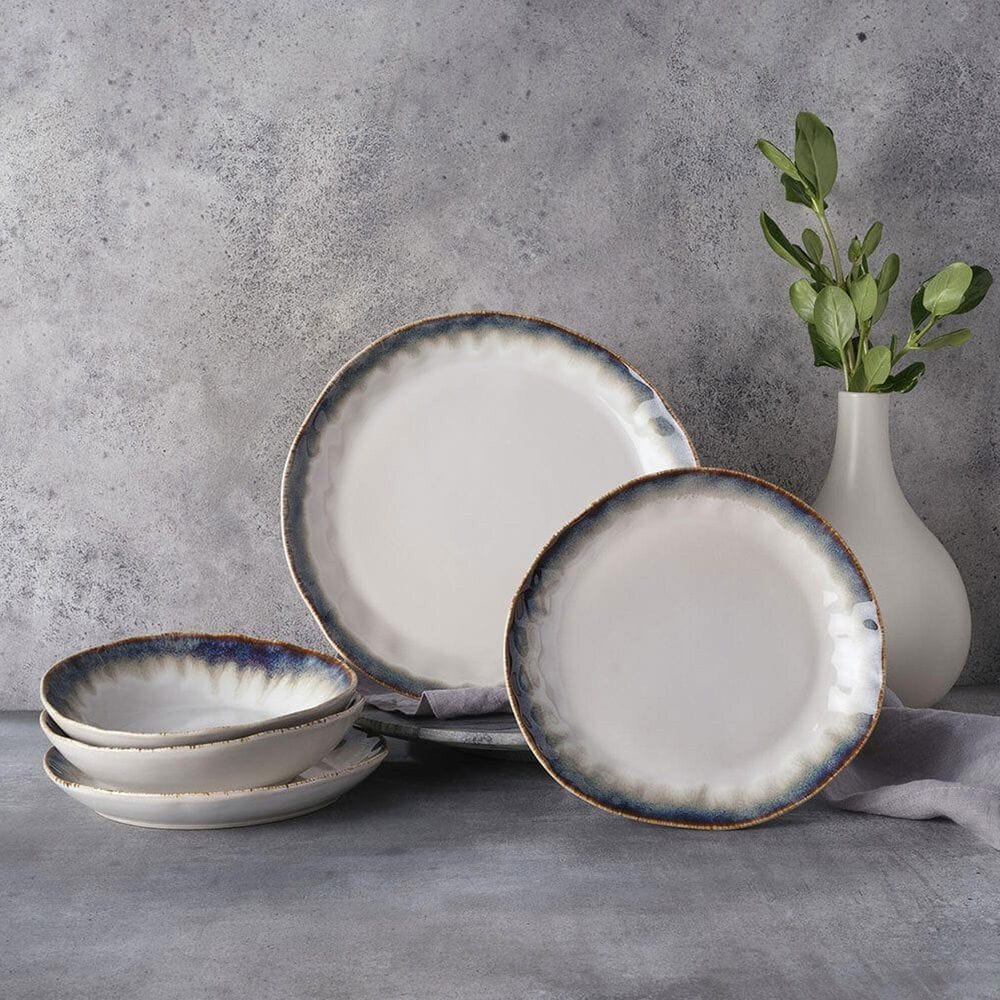 Lifetime Brands Cole 12-Piece Dinnerware Set in Cream, Brown and Blue, , large