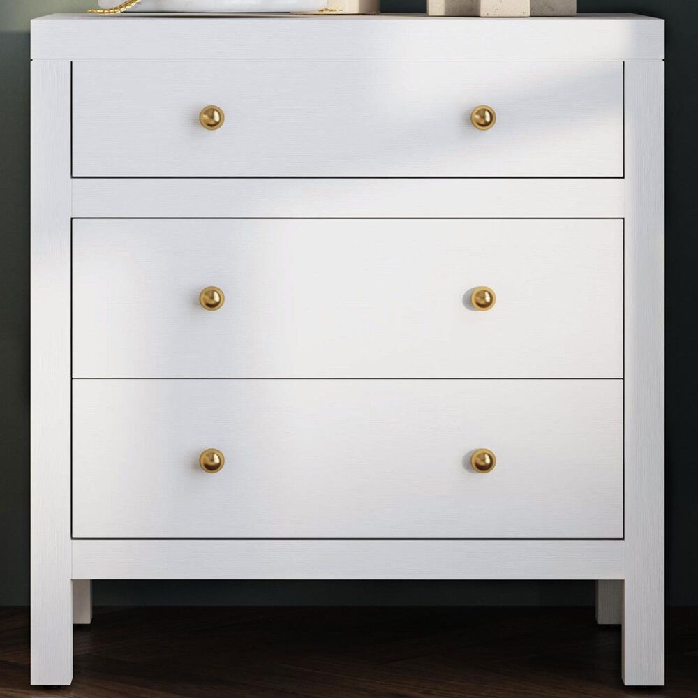 Butler Specialty Company Nora 3 Drawer Nightstand in Textured White, , large