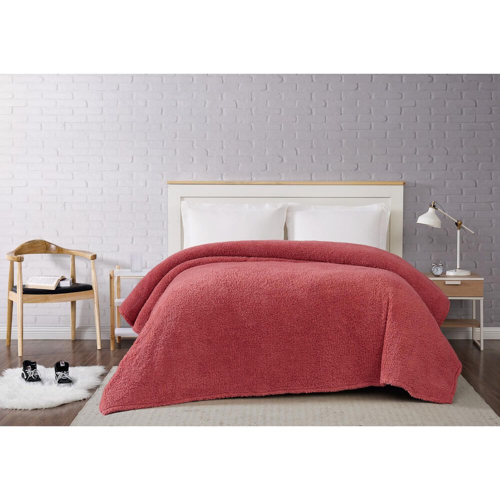 Pem America Brooklyn Loom Marshmallow Twin XL Blanket in Dusty Rose, , large