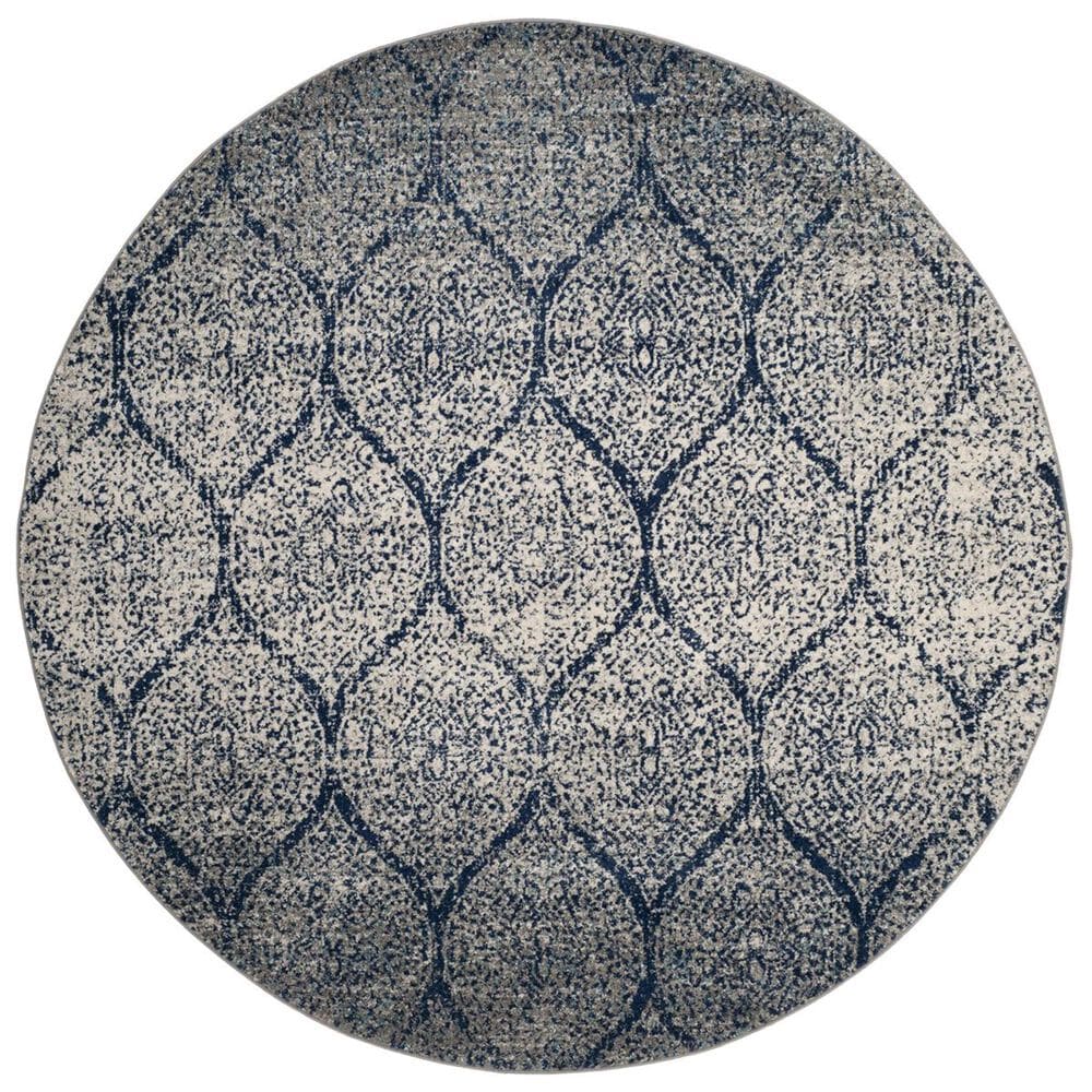 Safavieh Madison MAD604G 4&#39; Round Navy and Silver Area Rug, , large