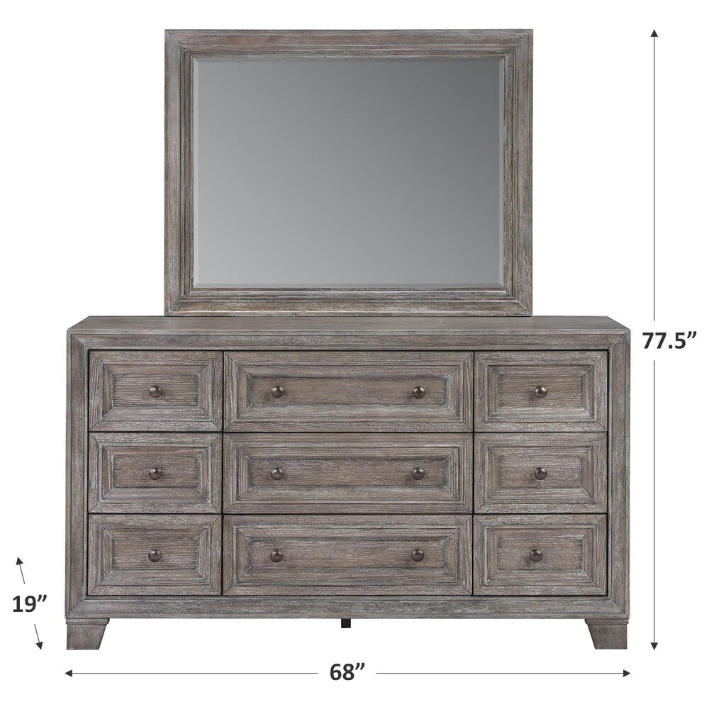 Davis International Traditional 9 Drawer Dresser and Mirror in Gray, , large