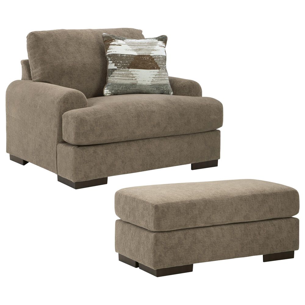 Ashley Jayne Park Chair and a Half with Ottoman in Pecan, , large