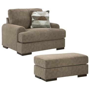 Ashley Jayne Park Chair and a Half with Ottoman in Pecan, , large